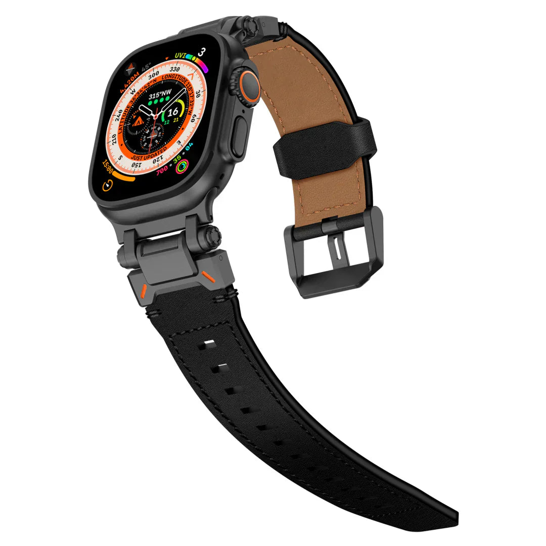 Neue Titan-Metallkopf-Lederarmband für Apple Watch