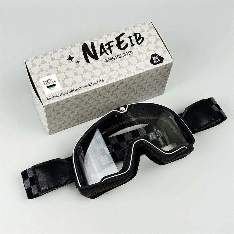 Retro Motorradbrille - Über Brille tragbar