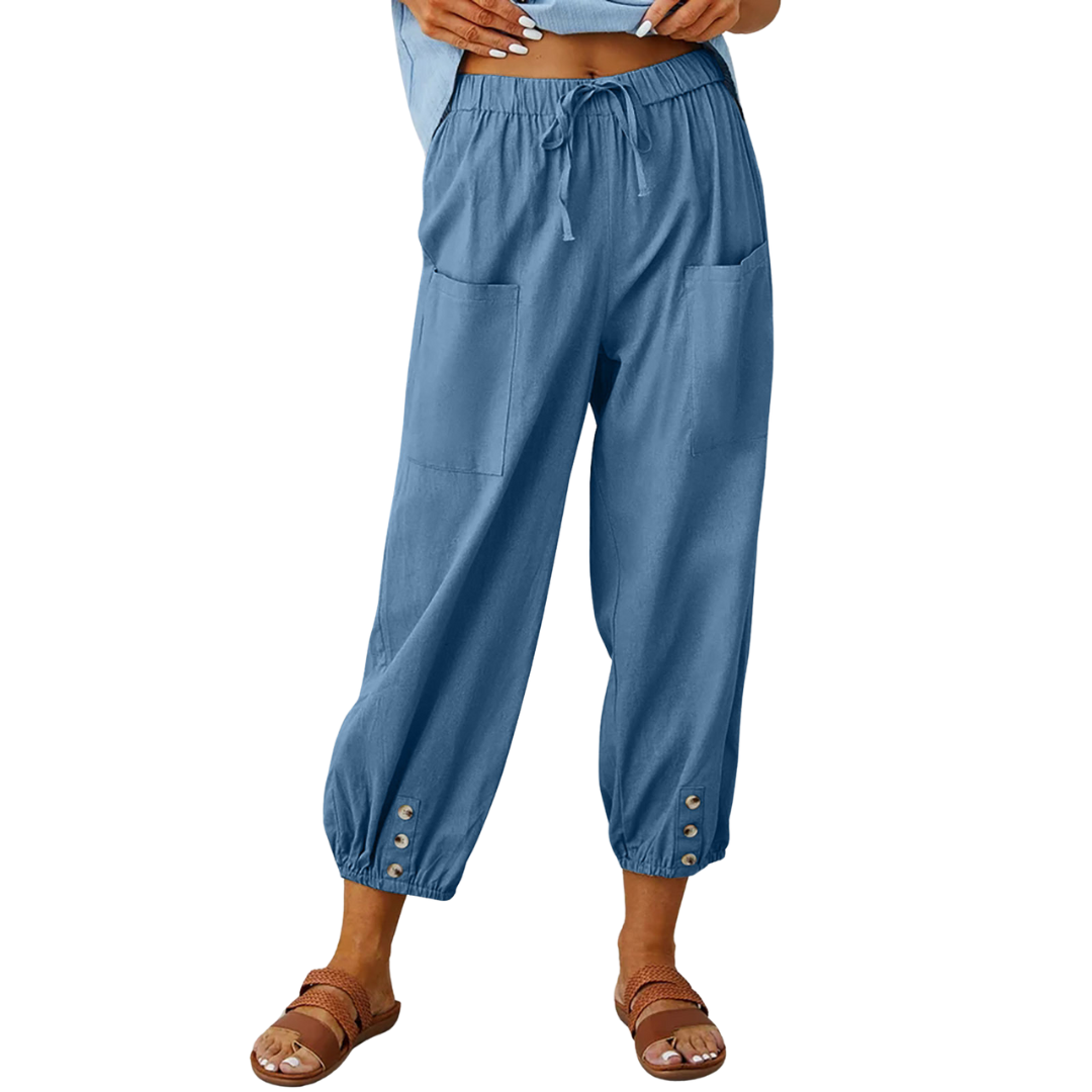 Lockere Hose mit Knopfdetails für Damen