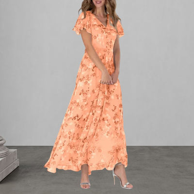 Lauretta | Elegantes Blumen Kleid mit kurzen Ärmeln für stilvolle Auftritte