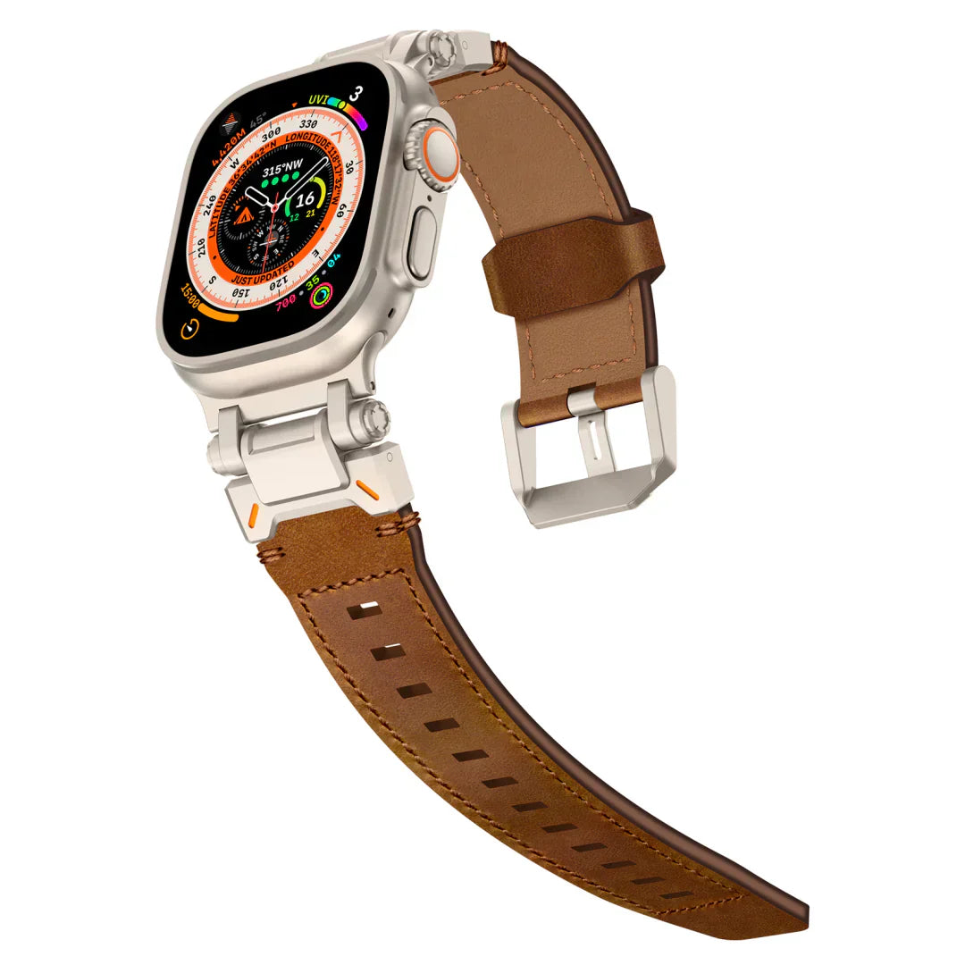 Neue Titan-Metallkopf-Lederarmband für Apple Watch