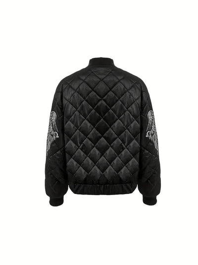 Wing Pattern Damenjacke – Argyle-Muster, Schwarz,