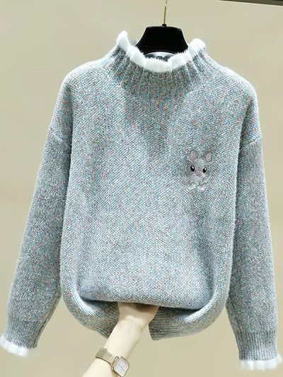 Kuscheliger Chenille-Pullover mit halbhohem Ausschnitt