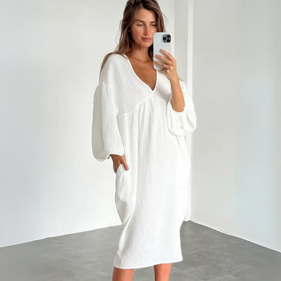 Luftiges Midikleid mit Ballonärmeln für Damen