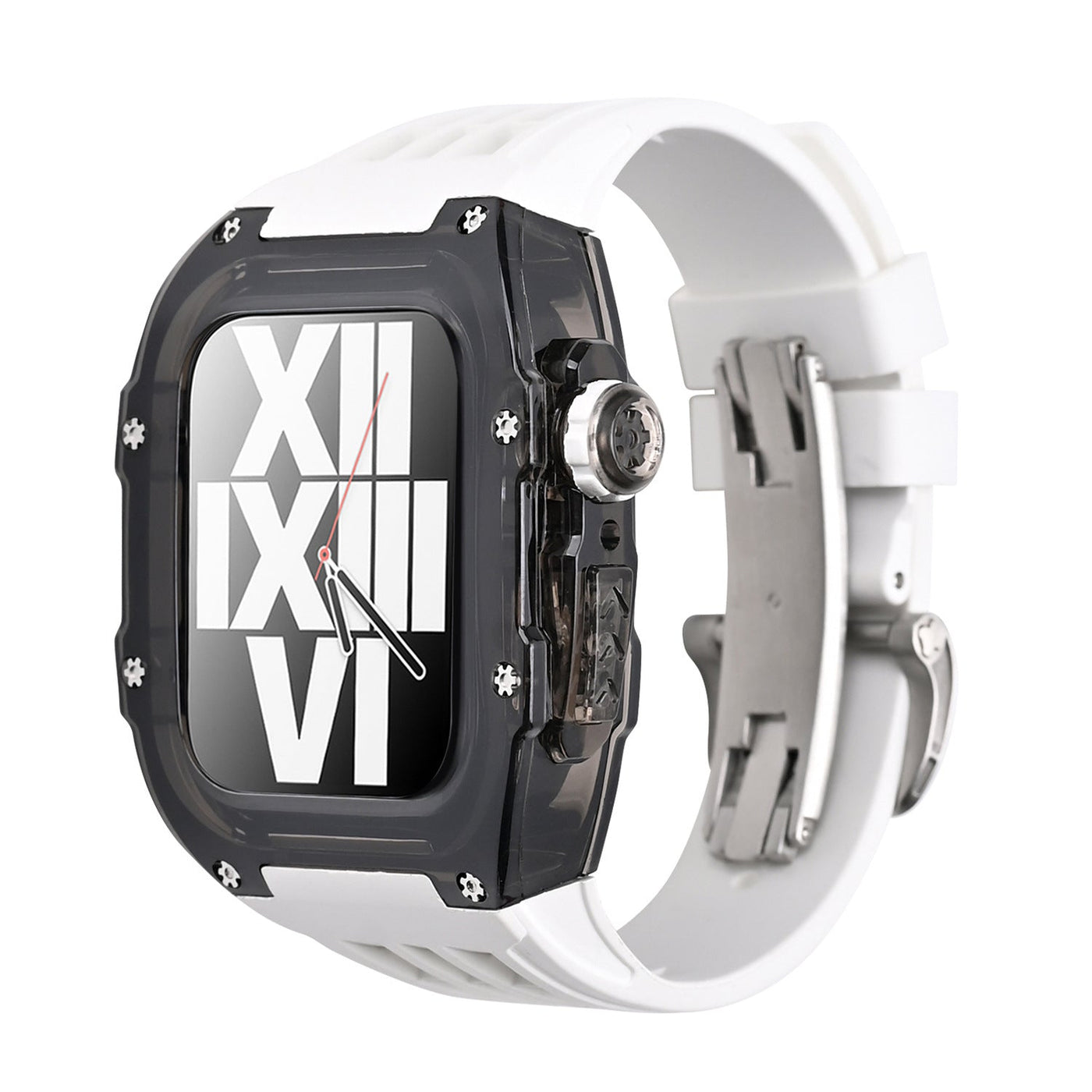 RM V30 Glacier Series Fluororubber Schwarzes Gehäuse Gummiband Mod Kit Für Apple Watch