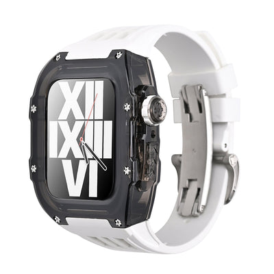 RM V30 Glacier Series Fluororubber Schwarzes Gehäuse Gummiband Mod Kit Für Apple Watch