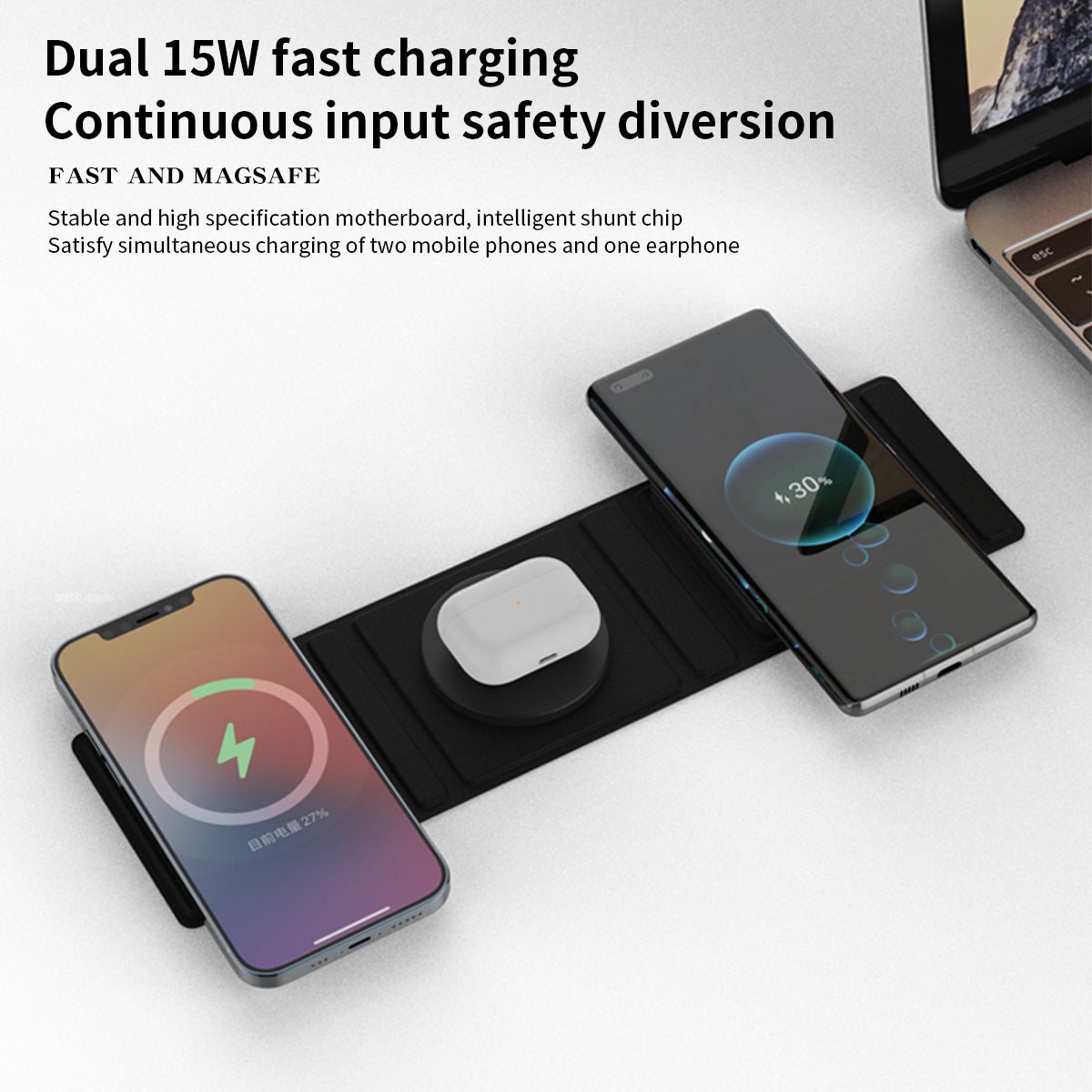 T31-Schnell faltbares 3-in-1 Wireless Charger