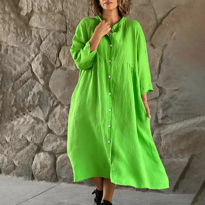 Cecilia | Luftiges Baumwolle und Leinen Kleid für den Alltag