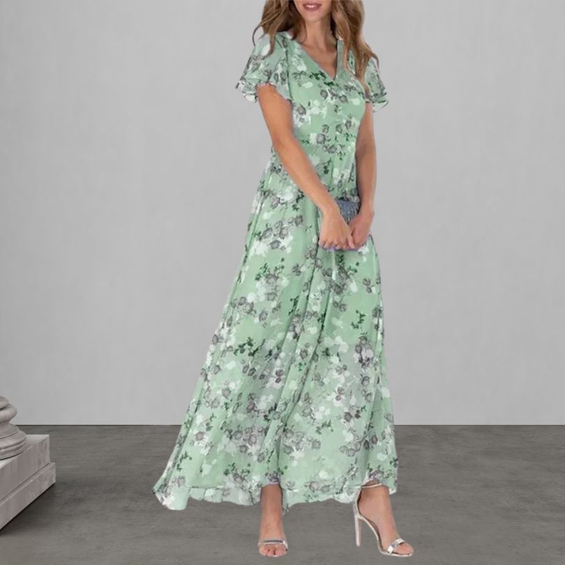 Lauretta | Elegantes Blumen Kleid mit kurzen Ärmeln für stilvolle Auftritte