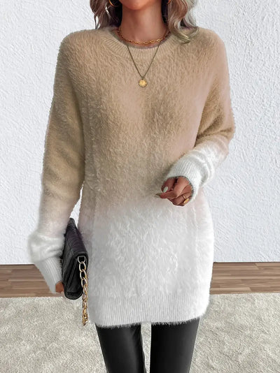 Eleganter Rundhalspullover mit Farbverlauf