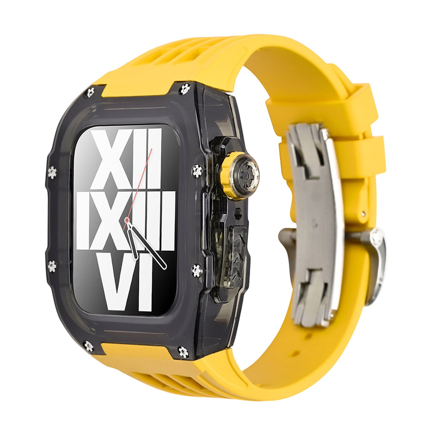 RM V30 Glacier Series Fluororubber Schwarzes Gehäuse Gummiband Mod Kit Für Apple Watch