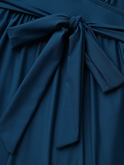 AquaWrap™ – Einfarbiger Einteiler-Badeanzug mit Wickelausschnitt und Gürtel