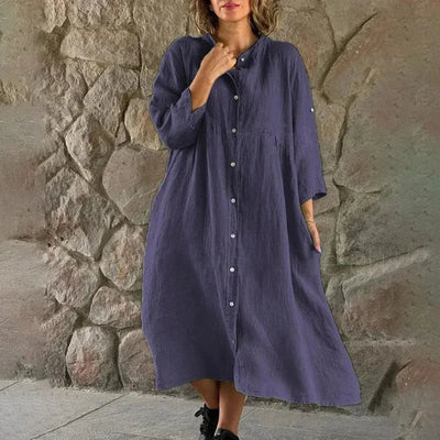 Cecilia | Elegantes Baumwoll-Leinen Kleid für jeden Anlass
