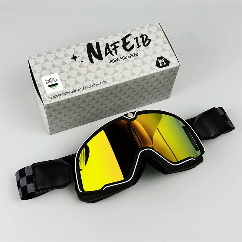 Retro Motorradbrille - Über Brille tragbar