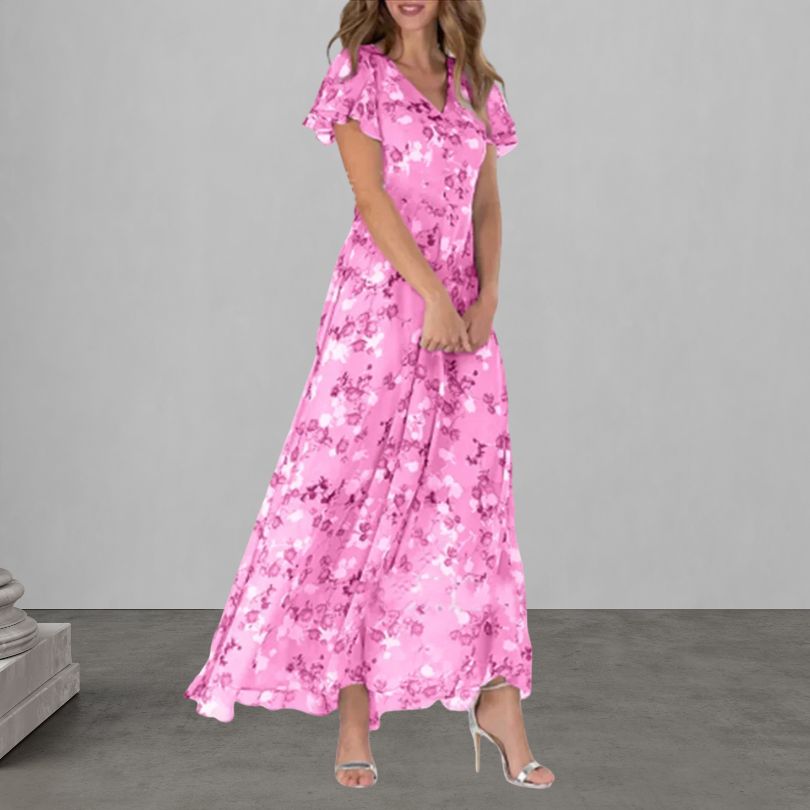 Lauretta | Elegantes Blumen Kleid mit kurzen Ärmeln für stilvolle Auftritte