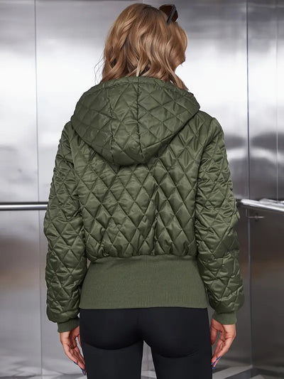 Steppjacke in Olivgrün – Casual Zip-Up mit Taschen