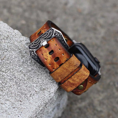 Vintage Leder Apple Watch Band - Nieten Elemente