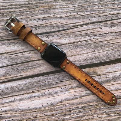 Vintage Leder Apple Watch Band - Nieten Elemente