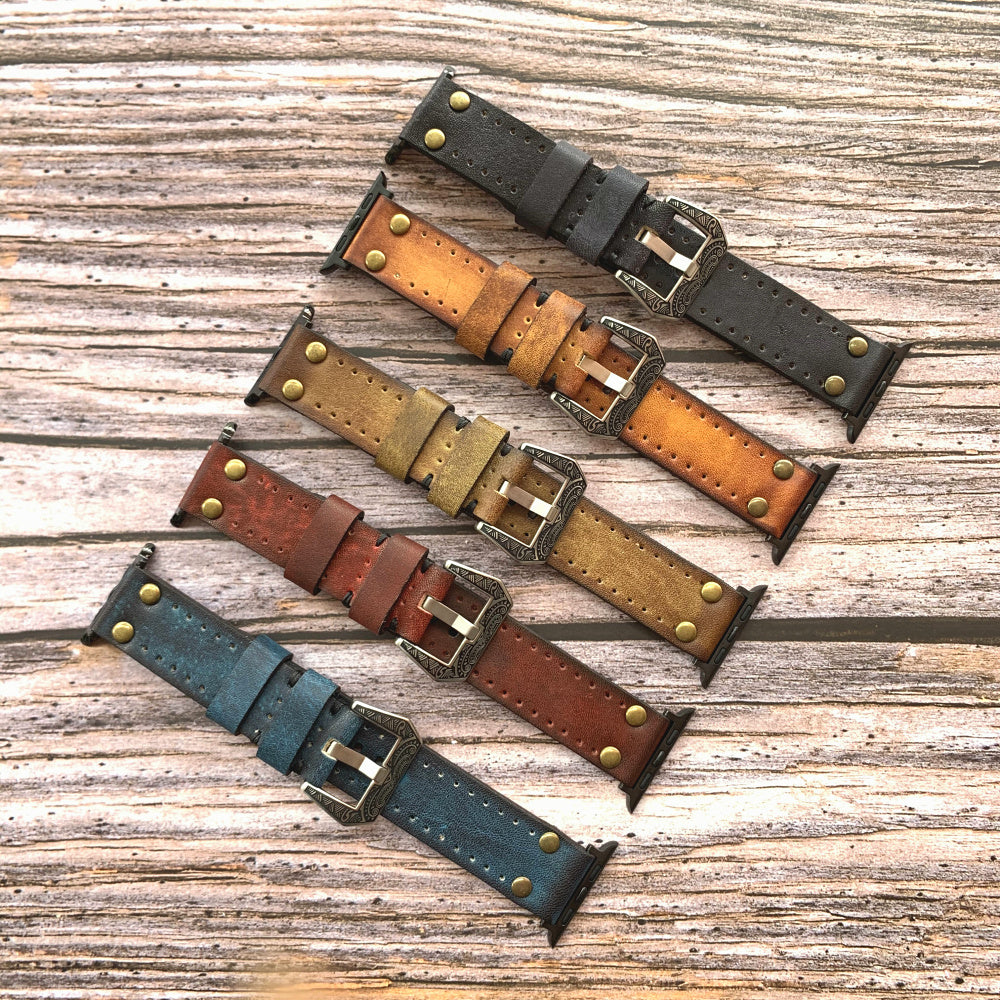 Vintage Leder Apple Watch Band - Nieten Elemente