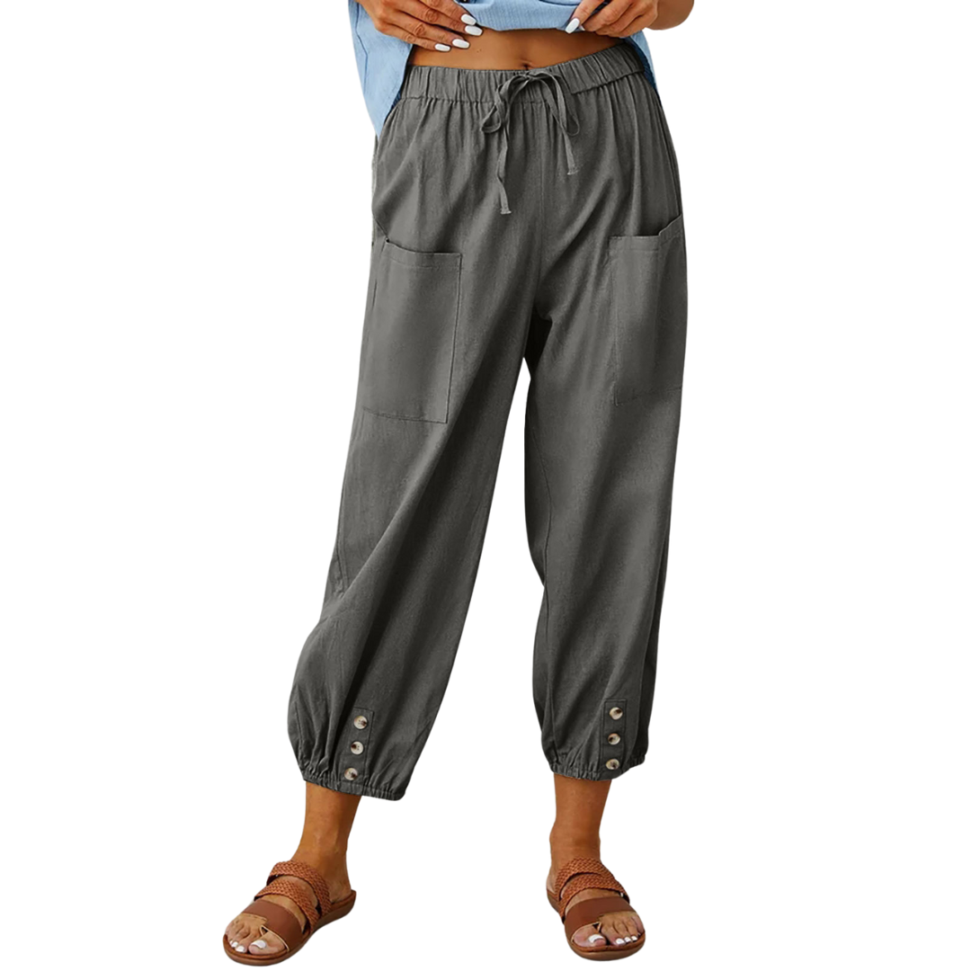 Lockere Hose mit Knopfdetails für Damen