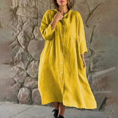 Cecilia | Luftiges Baumwolle und Leinen Kleid für den Alltag