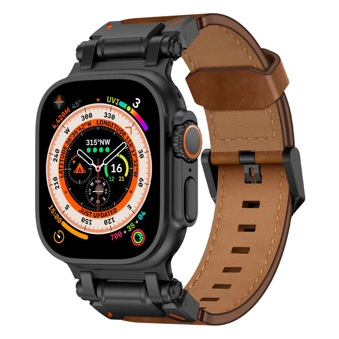 Neue Titan-Metallkopf-Lederarmband für Apple Watch