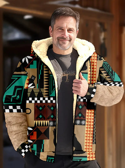 Herren Hoodie mit Tribal-Muster – 3D-Druck Fleecejacke für Herbst/Winter