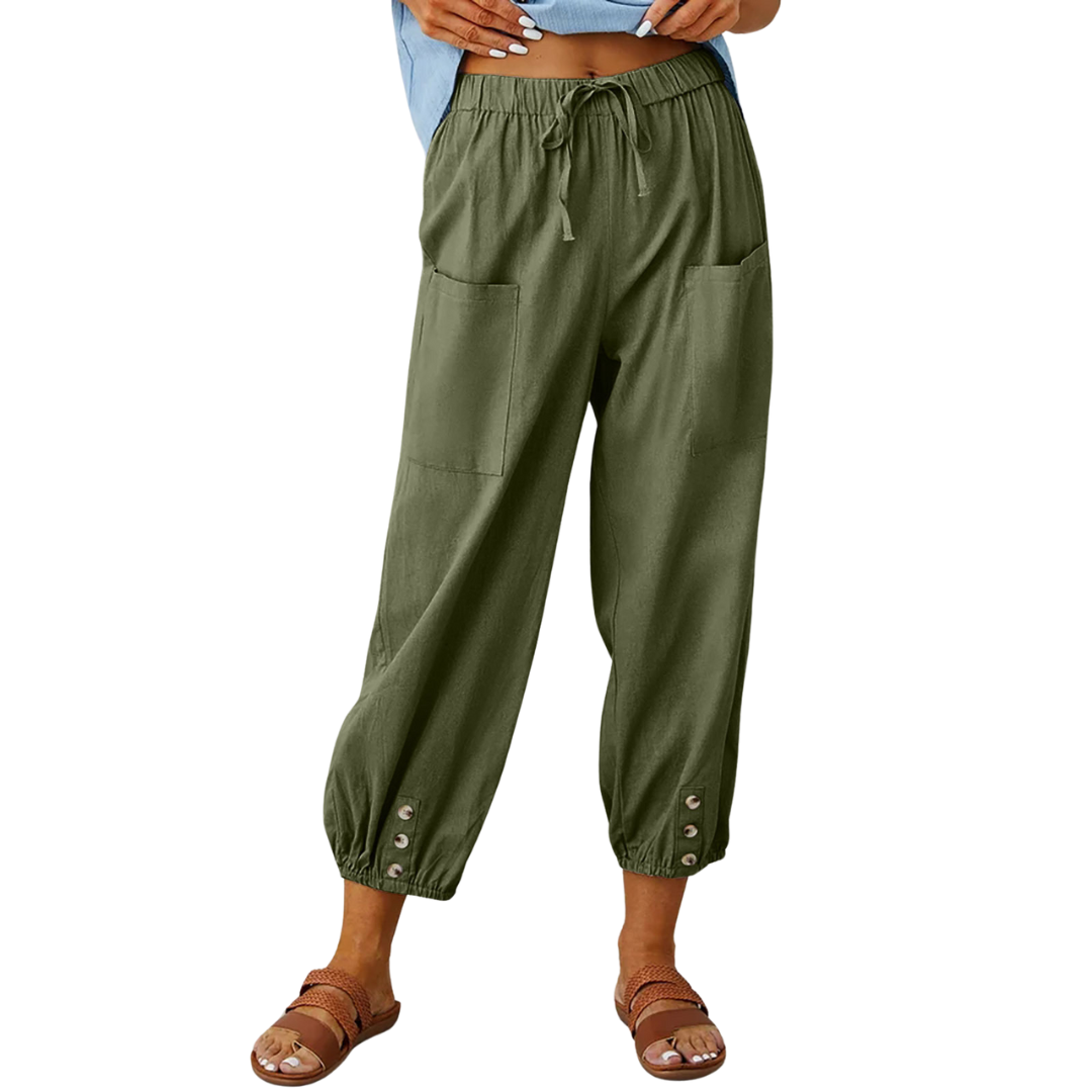 Lockere Hose mit Knopfdetails für Damen