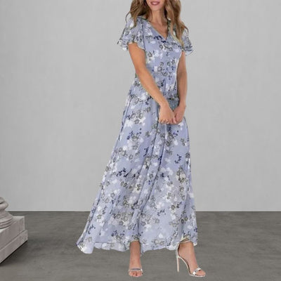 Lauretta | Elegantes Blumen Kleid mit kurzen Ärmeln für stilvolle Auftritte