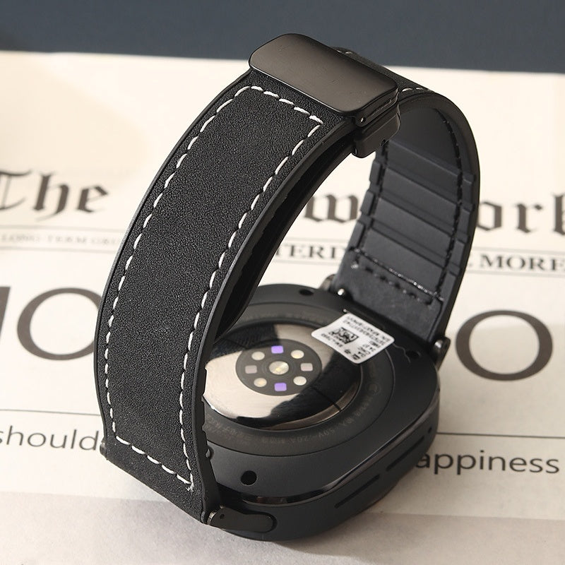 Silikon-Magnet-Lederarmband für Samsung Watch Ultra