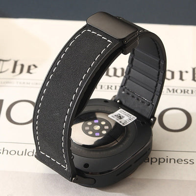 Silikon-Magnet-Lederarmband für Samsung Watch Ultra