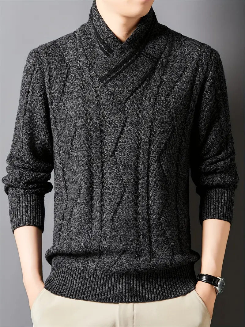 Strickpullover mit Stehkragen – Lässig, Warm, Kabelstrickmuster, Langarm