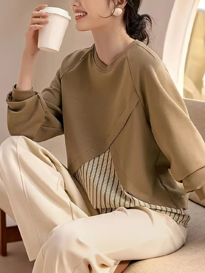 Gestreiftes Patchwork Sweatshirt für Damen