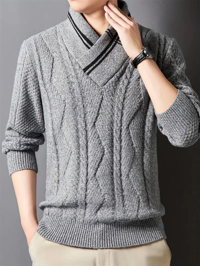 Strickpullover mit Stehkragen – Lässig, Warm, Kabelstrickmuster, Langarm