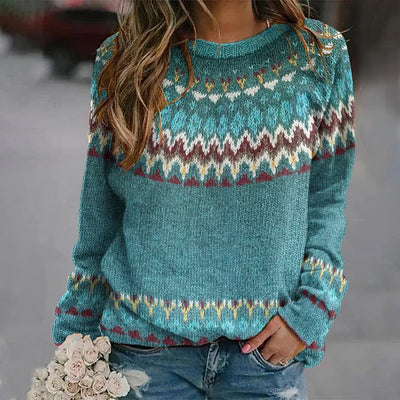 Regina | Retro Wellenmuster Pullover