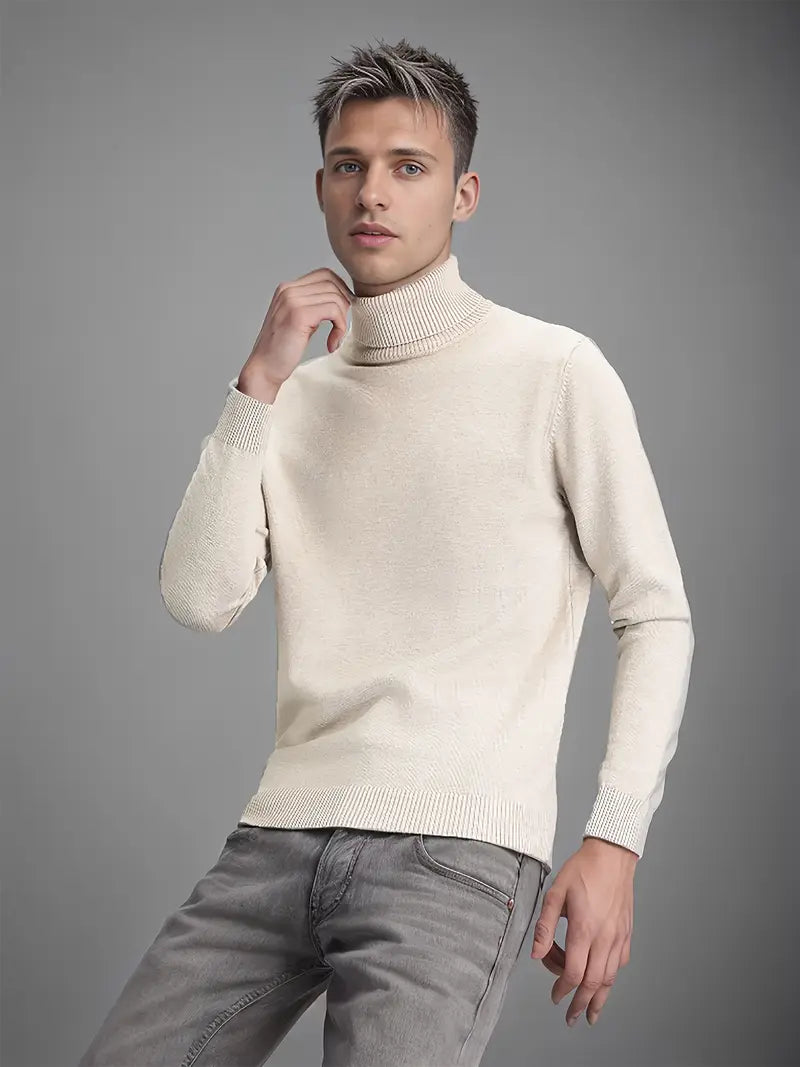 Herren-Winterpullover mit Hohem Kragen – Dicke, Komfortabel