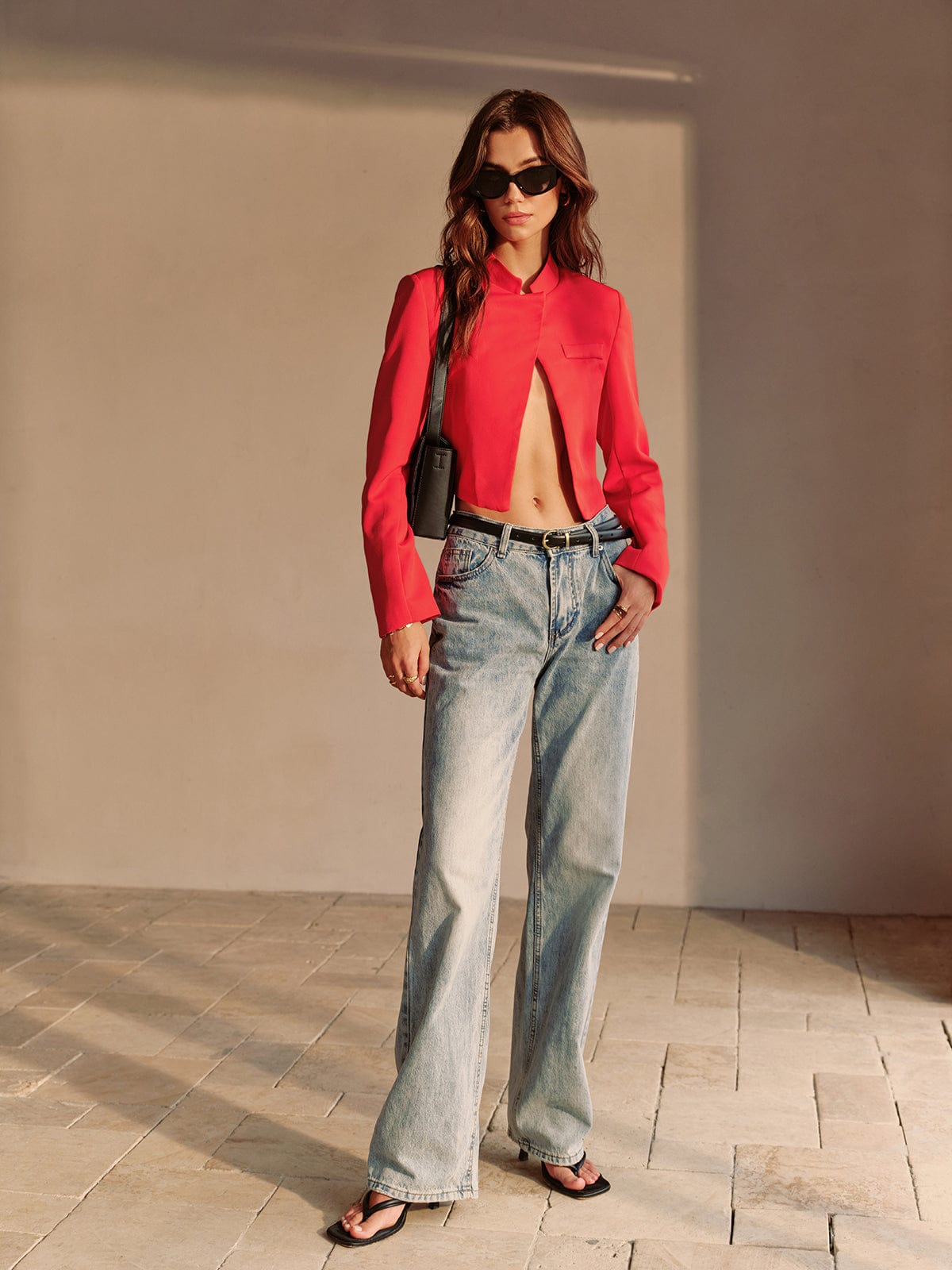 Claudia | Trendiger schicker roter Cropped Blazer für Damen