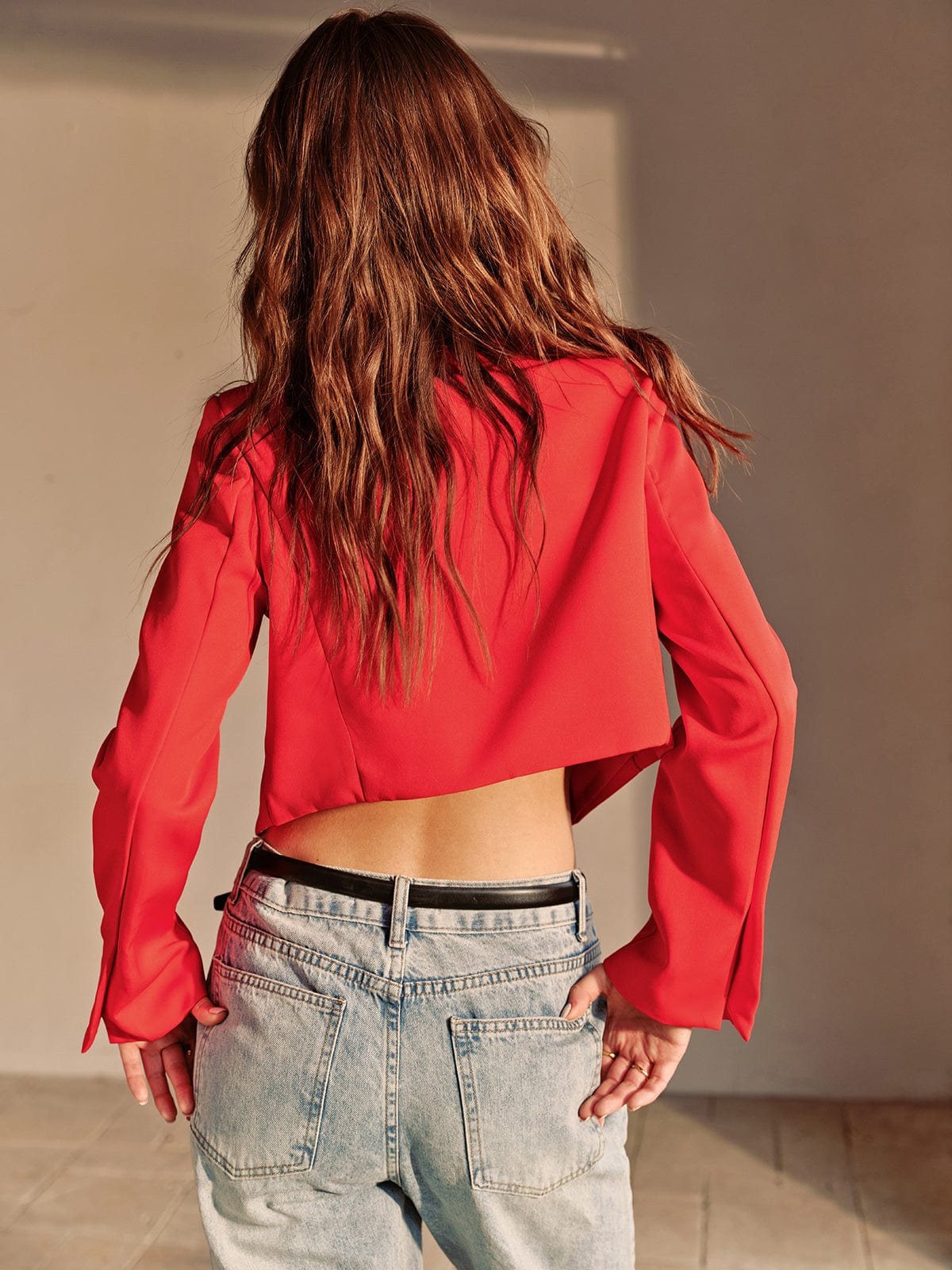 Claudia | Trendiger schicker roter Cropped Blazer für Damen