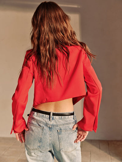 Claudia | Trendiger schicker roter Cropped Blazer für Damen