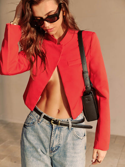 Claudia | Trendiger schicker roter Cropped Blazer für Damen