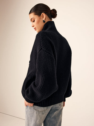 Luise | Knopf-Strickpullover mit Ripp-Details