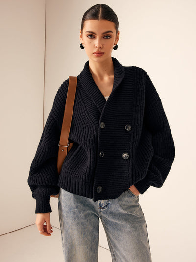 Luise | Knopf-Strickpullover mit Ripp-Details