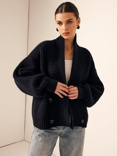 Luise | Knopf-Strickpullover mit Ripp-Details