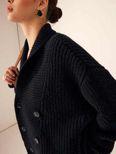 Luise | Knopf-Strickpullover mit Ripp-Details
