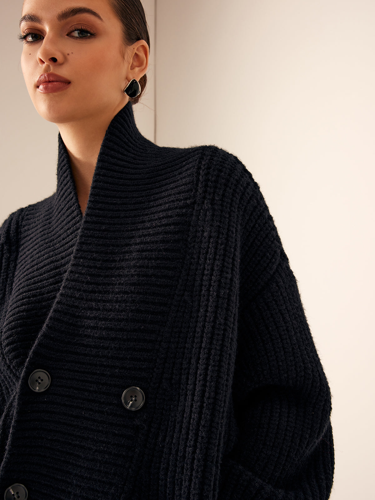 Luise | Knopf-Strickpullover mit Ripp-Details