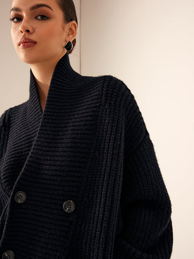 Luise | Knopf-Strickpullover mit Ripp-Details