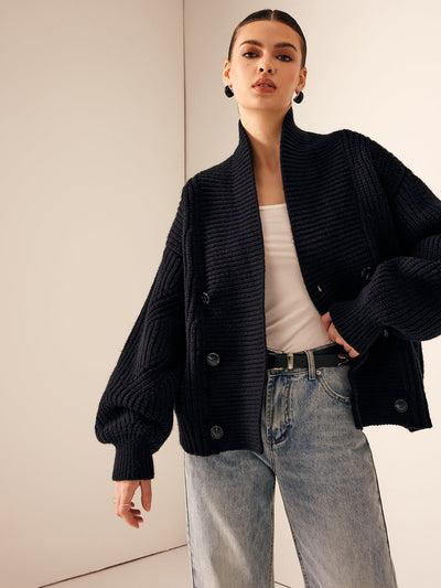 Luise | Knopf-Strickpullover mit Ripp-Details