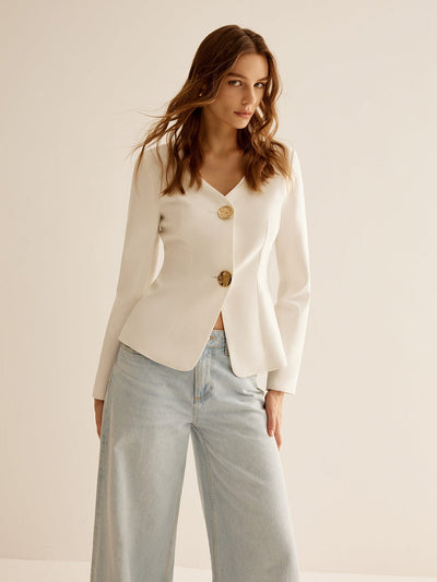 Karin | Schlanker ausgestellt Blazer mit Statement Knöpfen