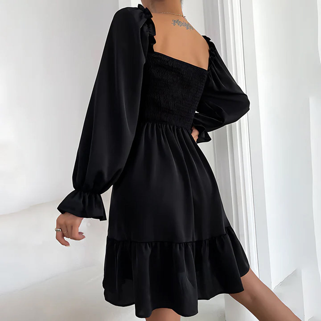 Emmeline™ | Sommer Minikleid mit Rüschen – Puffärmel, eckiger Ausschnitt & elastische Taille