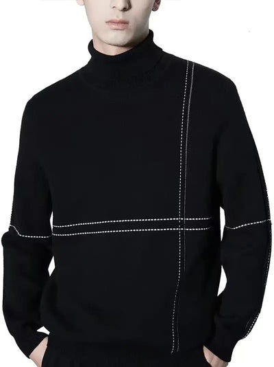 Herren-Winterpullover - Strick, Streifenmuster, Casual, Elastisch